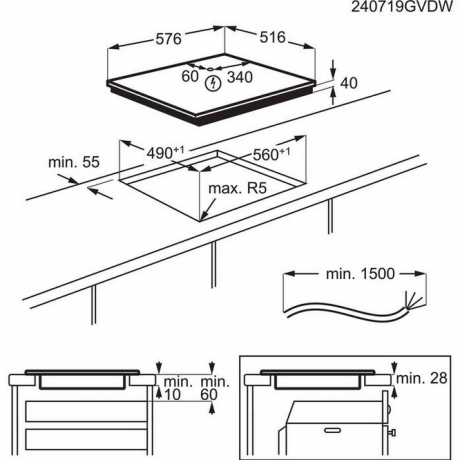 Electrolux EHF6346XOK Κεραμική Εστία Αυτόνομη Inox Πλαισιο